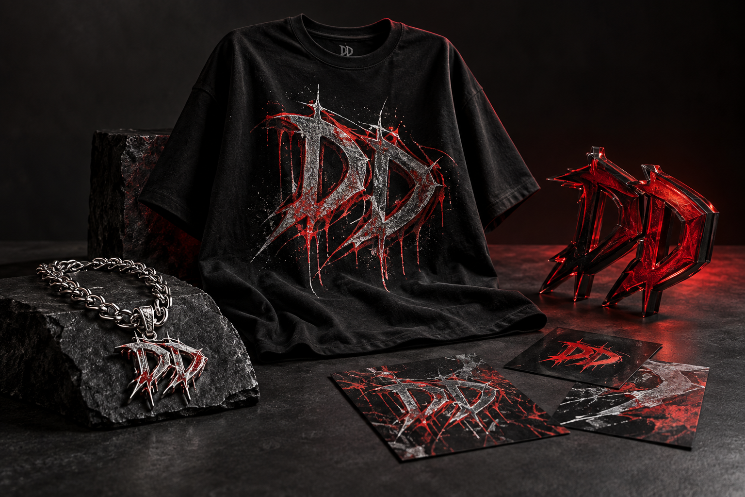 Illustrative Dirty Designz apparel, pendant and dimensional sign concepts